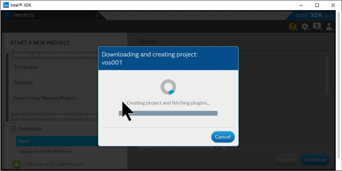 Intel XDK - Downloading and creating project